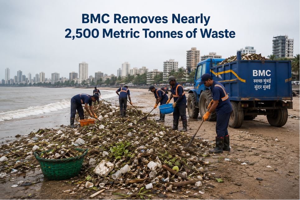 Mumbai Monsoon Beach Cleanup: BMC Removes Nearly 2,500 Metric Tonnes of Waste From City Coastline in Just 10 Days